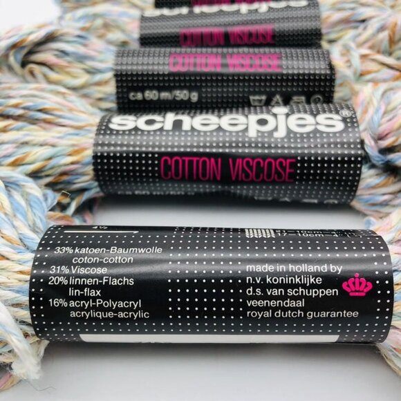Scheepjes Yarn Lot of 5 Pastel Variegated Cotton Viscose Made in Holland New - Picture 3 of 5